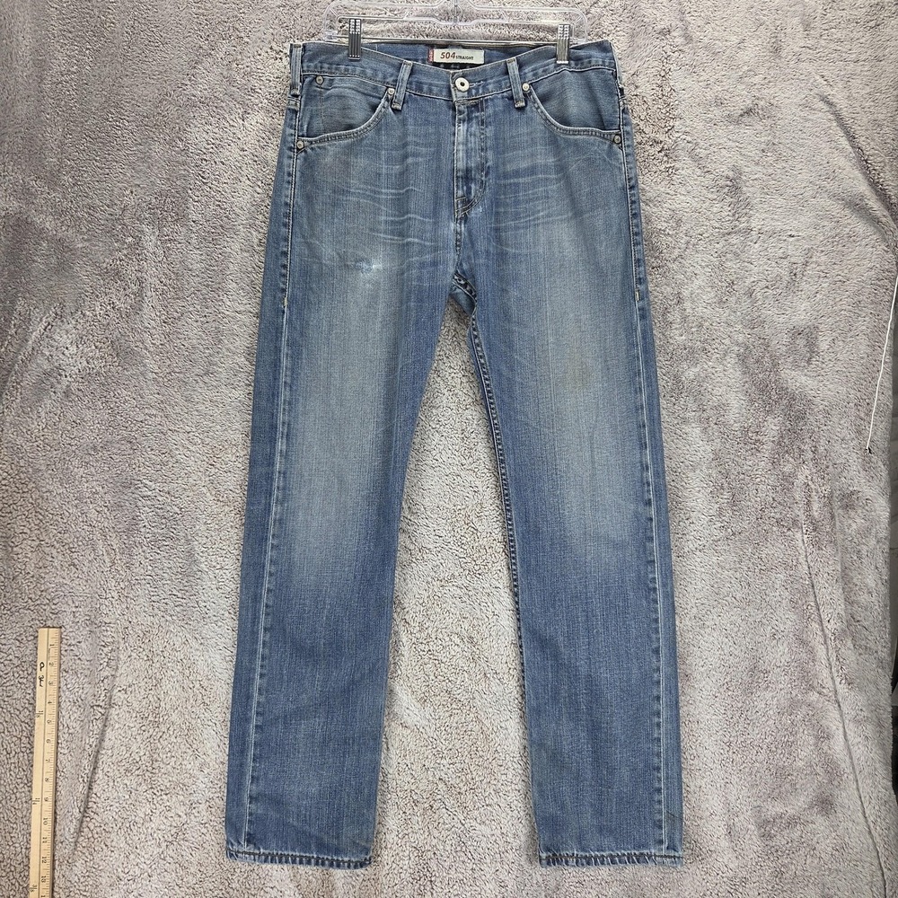 Vintage Levis 504 Jeans Mens 33x32 Blue Straight Engineered Zip Fly Medium Wash